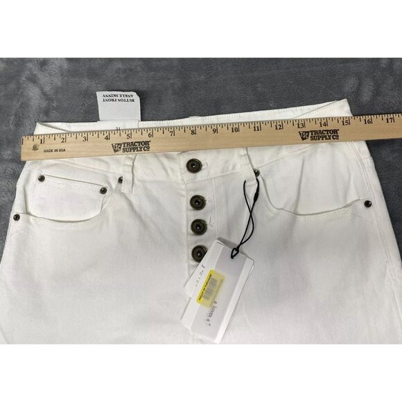 A Loves A Womens’ White Denim Jeans sz 31 NWT Stretchy Button Front Ankle Skinny - Picture 8 of 10